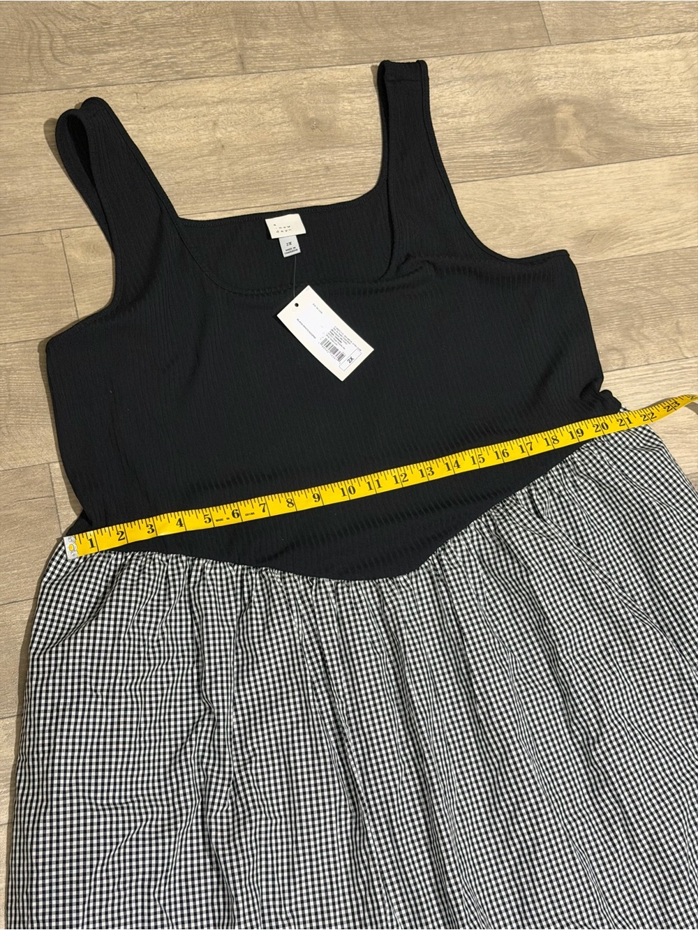 A New Day Women's Pullover Knit to Woven Midi Dress Black/White Size 2X - Picture 7 of 10